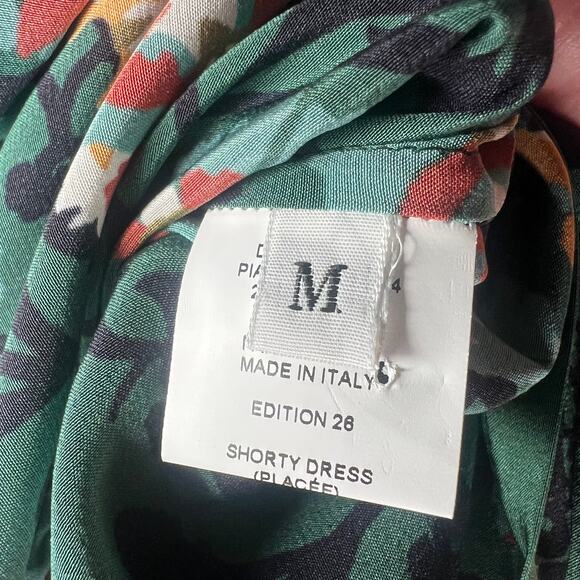 La DoubleJ Green Shorty Printed Silk Crepe De Chine Mini Dress Size M - Picture 7 of 13